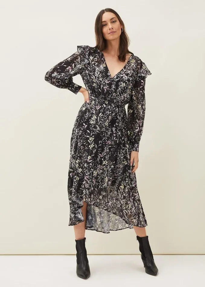 Phase Eight Daphne Floral Wrap Dress Blackmulti Women Dresses