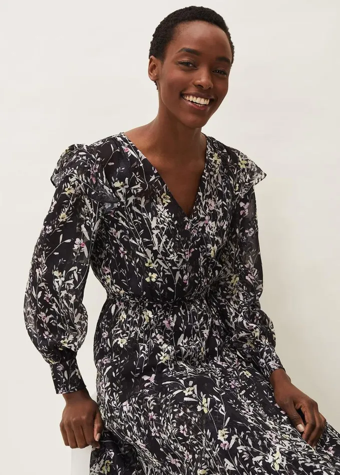 Phase Eight Daphne Floral Wrap Dress Blackmulti Women Dresses