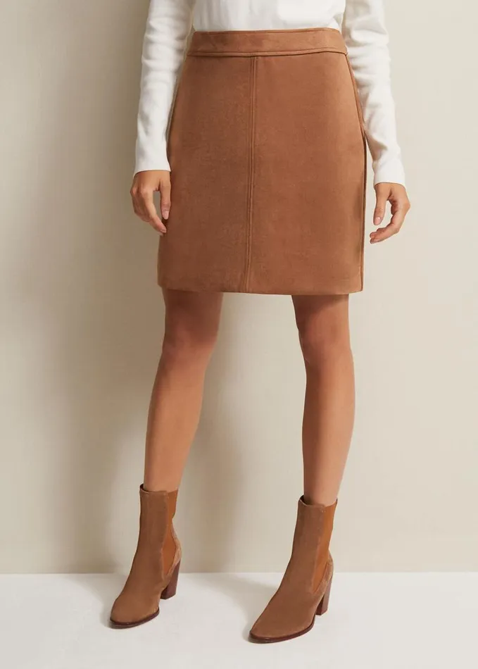 Phase Eight Darya Faux Suede Mini Skirt Camel Women Skirts