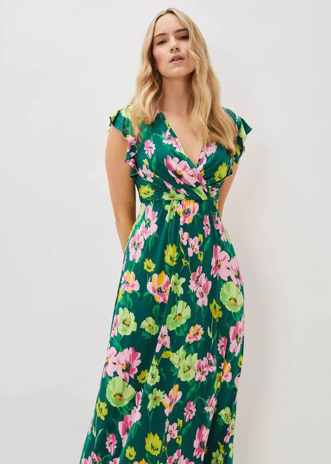 Phase Eight Effie Floral Jersey Maxi Dress Tealmulti Women Dresses