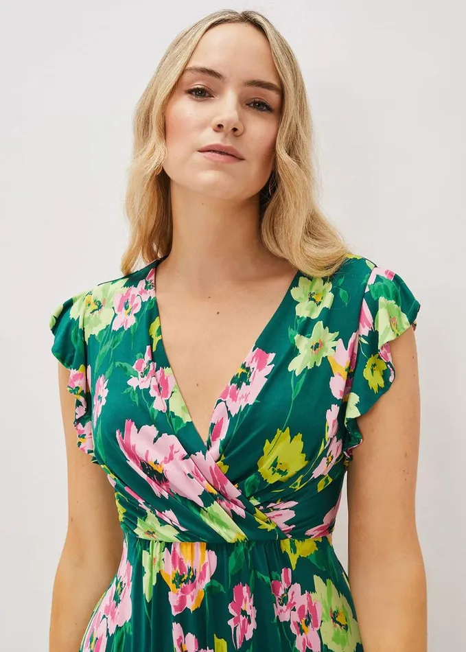 Phase Eight Effie Floral Jersey Maxi Dress Tealmulti Women Dresses