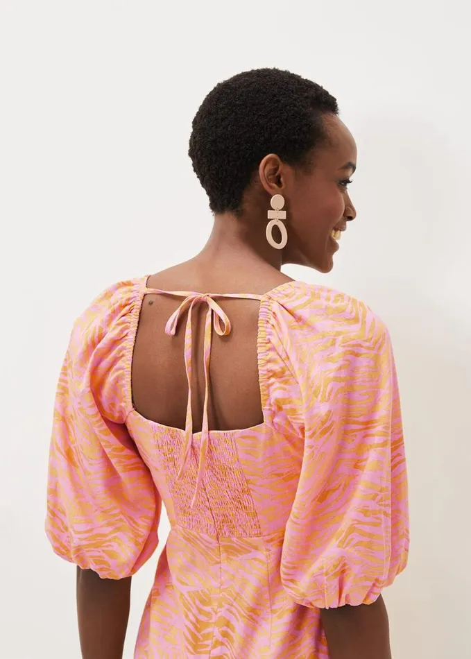 Phase Eight Effie Zebra Puff Sleeve Dress Multicoloured Women Dresses