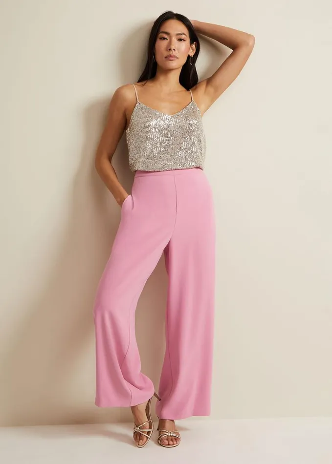 Phase Eight Elandra Pink Wide Leg Trouser Pink Women Trousers