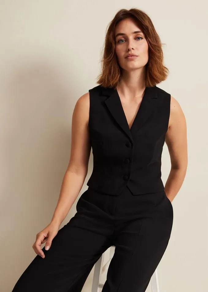 Phase Eight Elandra Tux Waistcoat Black Women Jackets