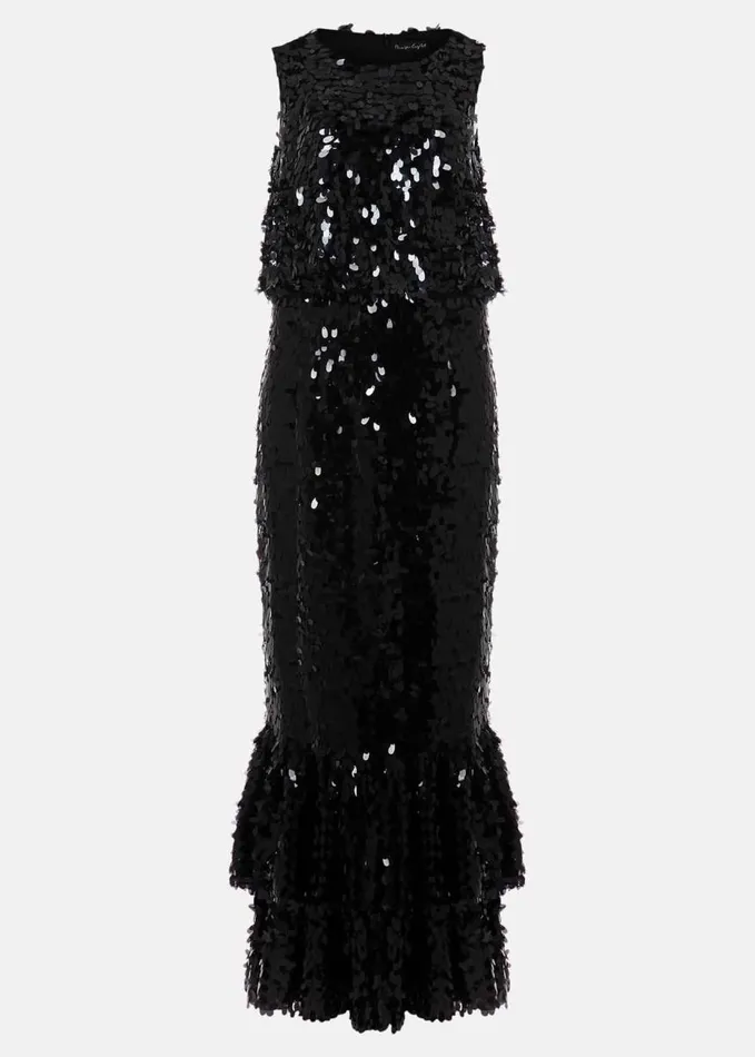 Phase Eight Elena Black Sequin Tiered Maxi Dress Black Women Dresses