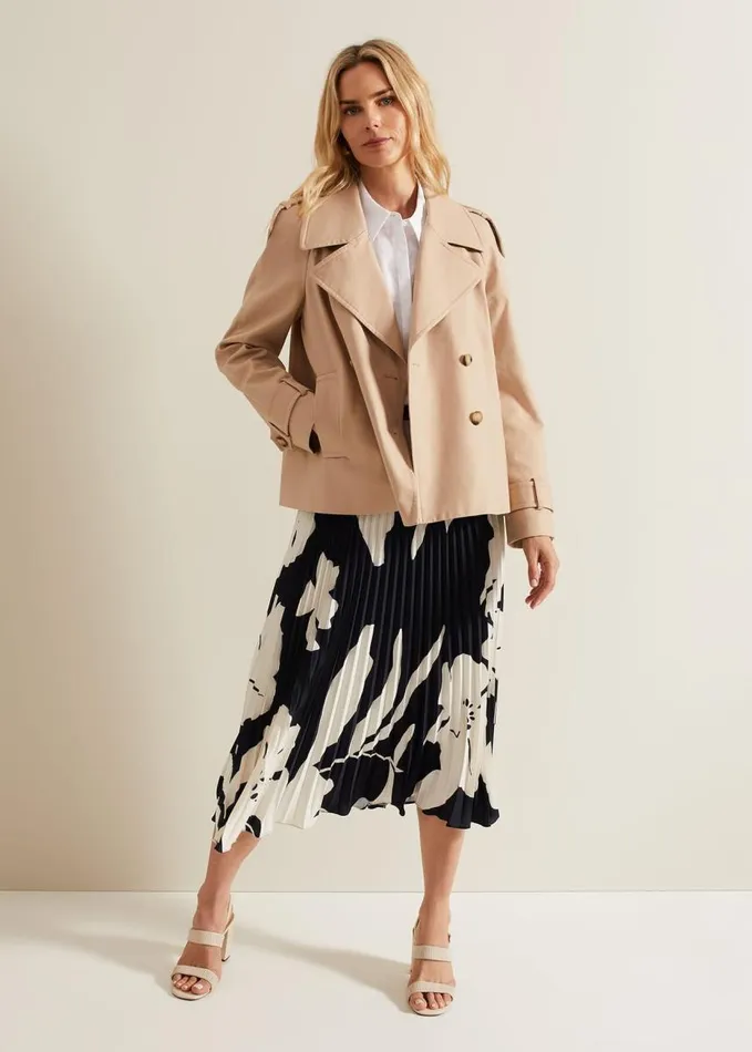 Phase Eight Elmina Floral Pleated Skirt Navyivory Women Skirts