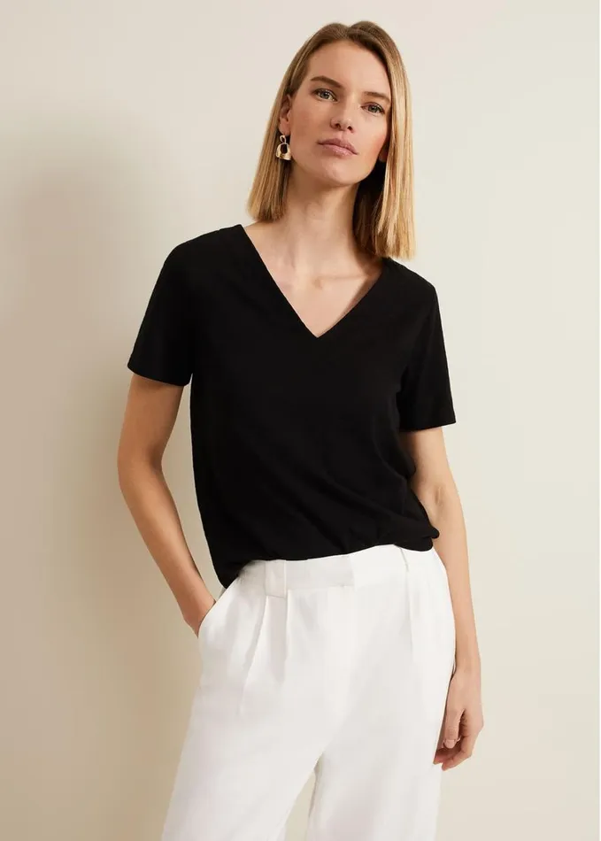 Phase Eight Elspeth V Neck Top Black Women Tops and TShirts