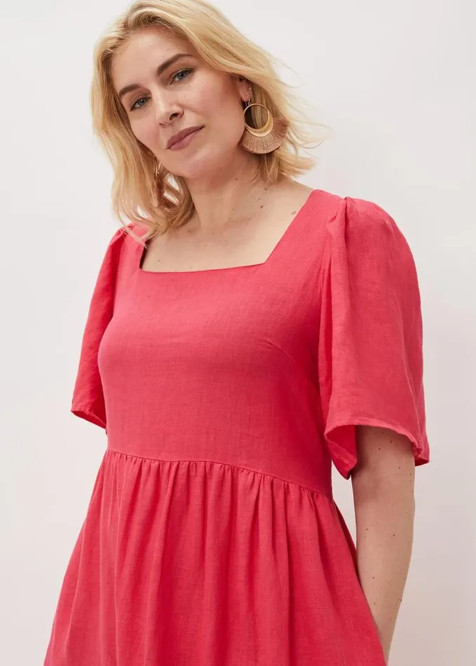 Phase Eight Emaline Linen Maxi Dress Raspberry Women Dresses
