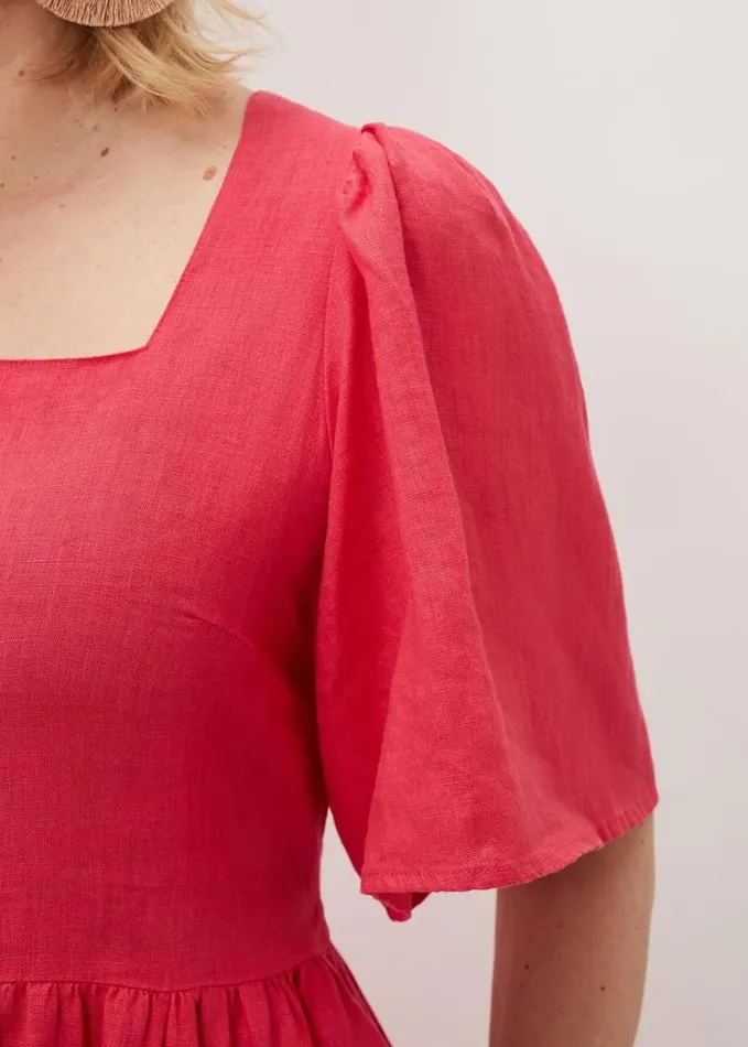 Phase Eight Emaline Linen Maxi Dress Raspberry Women Dresses