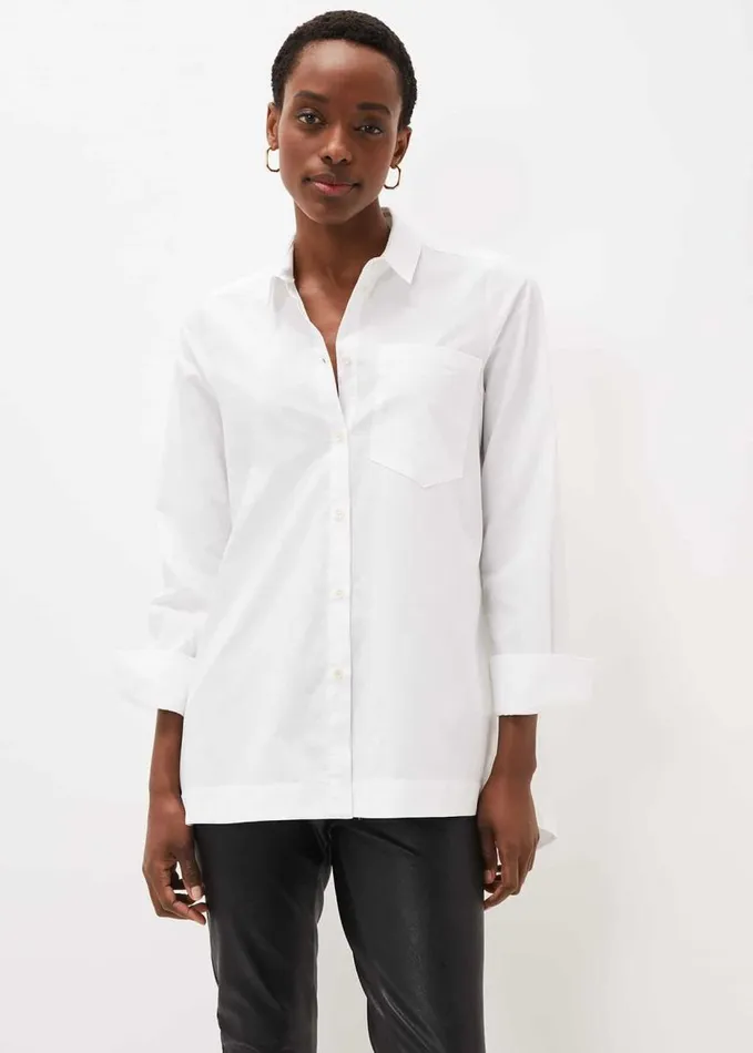 Phase Eight Emme Longline Cotton Shirt White Women Shirts and Blouses