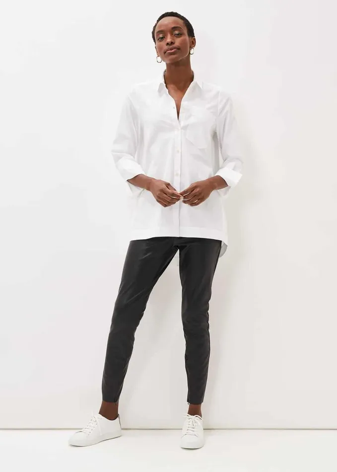 Phase Eight Emme Longline Cotton Shirt White Women Shirts and Blouses