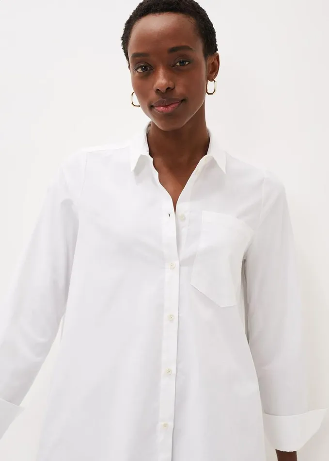 Phase Eight Emme Longline Cotton Shirt White Women Shirts and Blouses