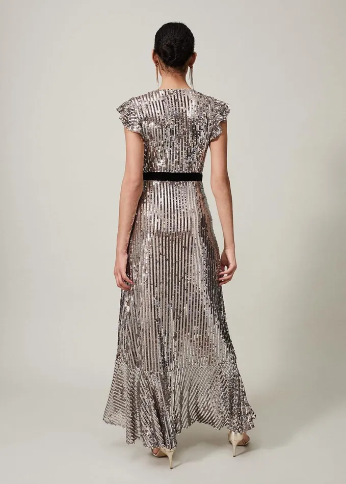 Phase Eight Enja Sequin Maxi Dress Gold Women Dresses