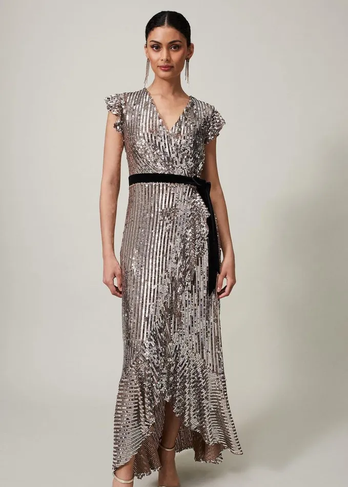 Phase Eight Enja Sequin Maxi Dress Gold Women Dresses