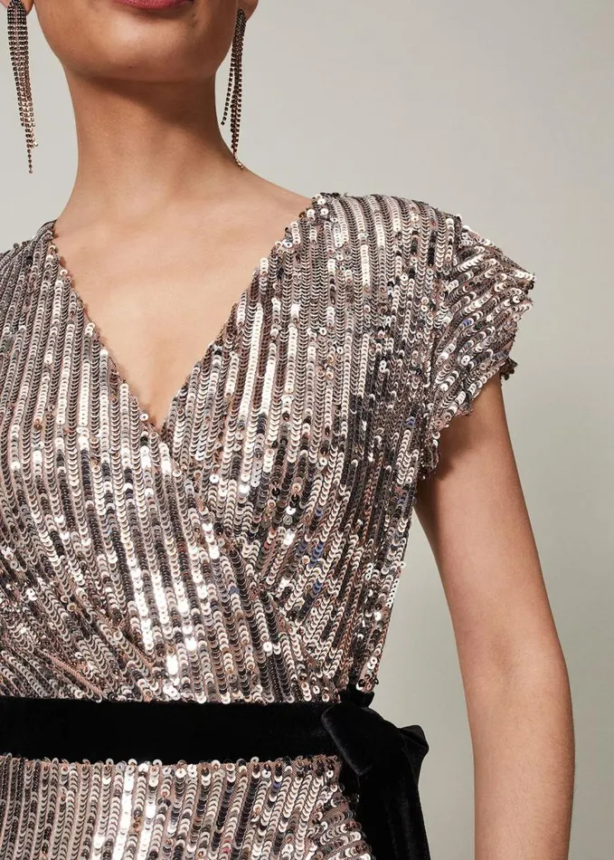Phase Eight Enja Sequin Maxi Dress Gold Women Dresses