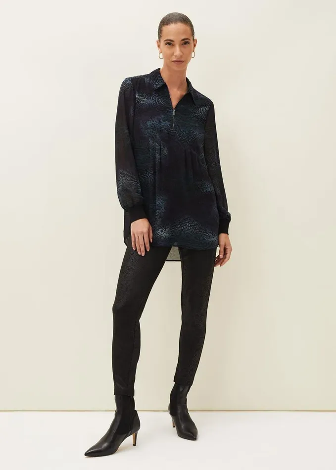 Phase Eight Erica Snake Skin Leggings Black Women Trousers