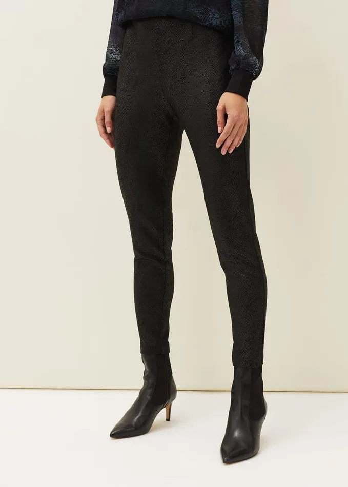 Phase Eight Erica Snake Skin Leggings Black Women Trousers