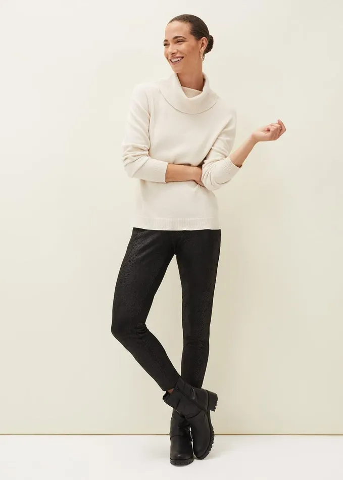 Phase Eight Erica Snake Skin Leggings Black Women Trousers