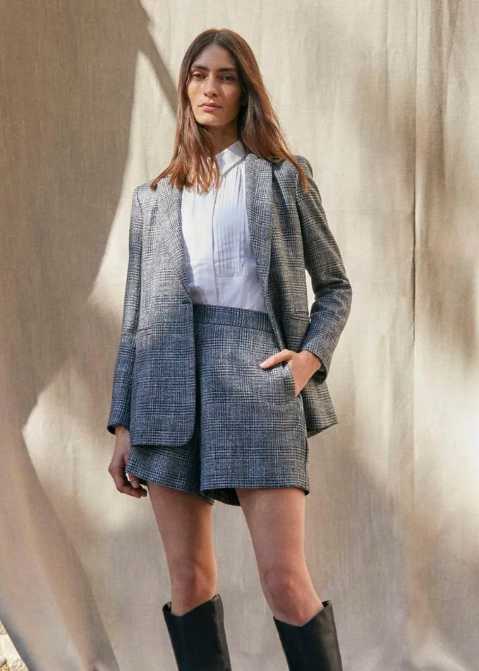 Phase Eight Evie Check Blazer Grey Women Jackets