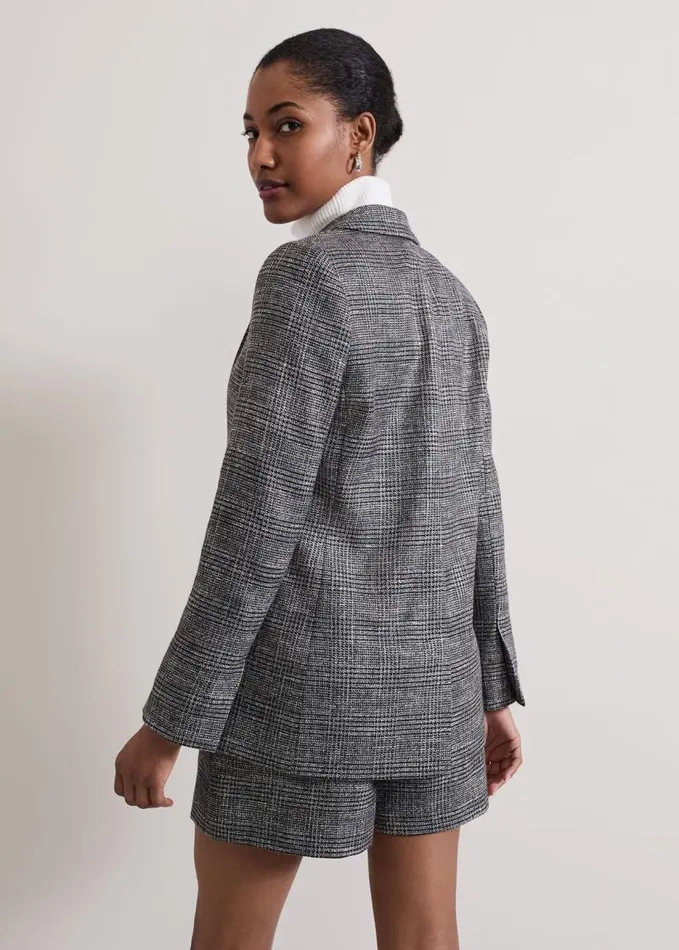 Phase Eight Evie Check Blazer Grey Women Jackets