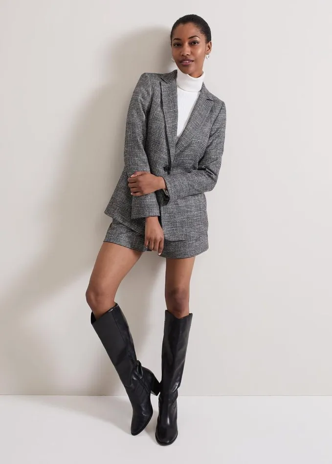 Phase Eight Evie Check Blazer Grey Women Jackets