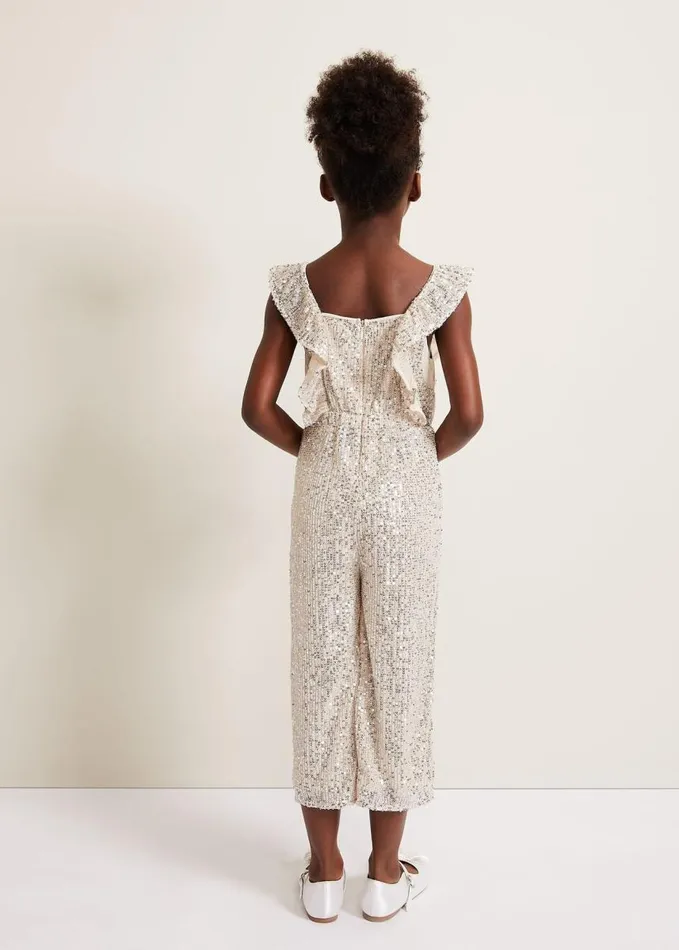 Phase Eight Evie Sequin Jumpsuit Silver Women Dresses