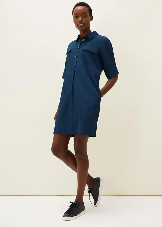 Phase Eight Faye Textured Tunic Dress Teal Women Dresses