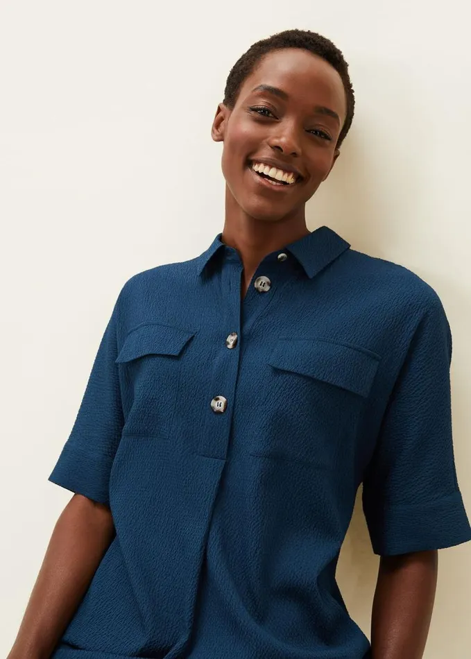Phase Eight Faye Textured Tunic Dress Teal Women Dresses