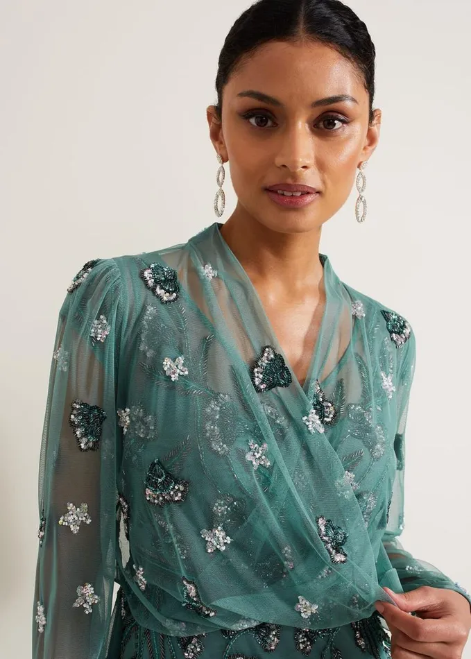Phase Eight Fi Beaded Cover Up Light Green Women Jackets