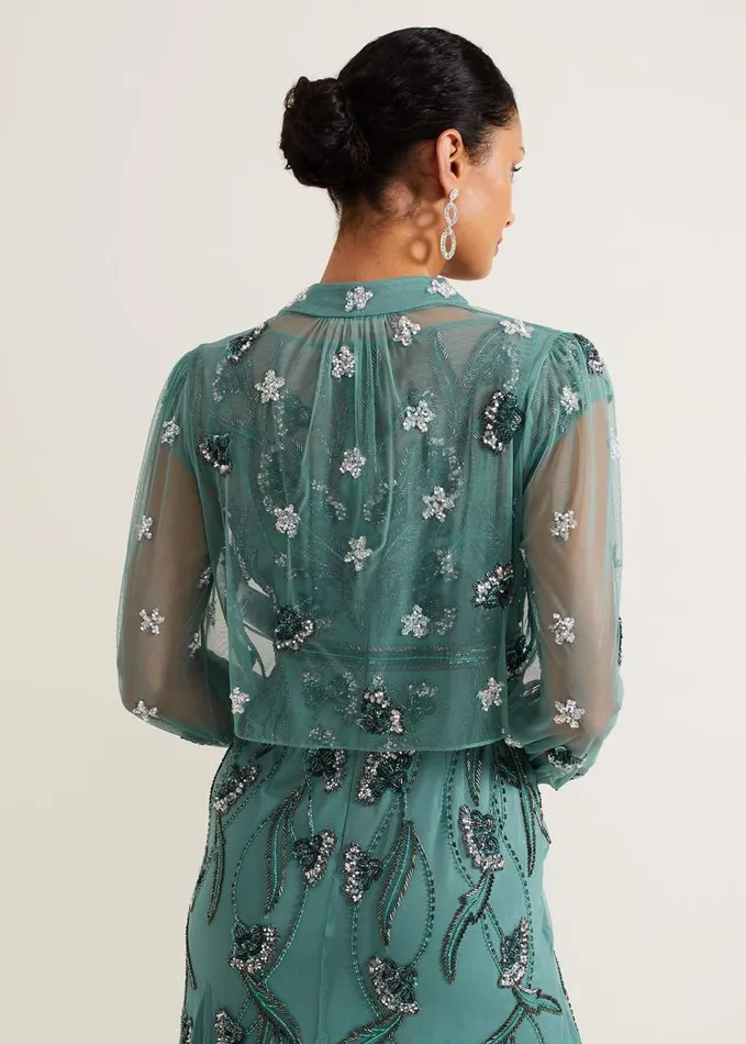 Phase Eight Fi Beaded Cover Up Light Green Women Jackets
