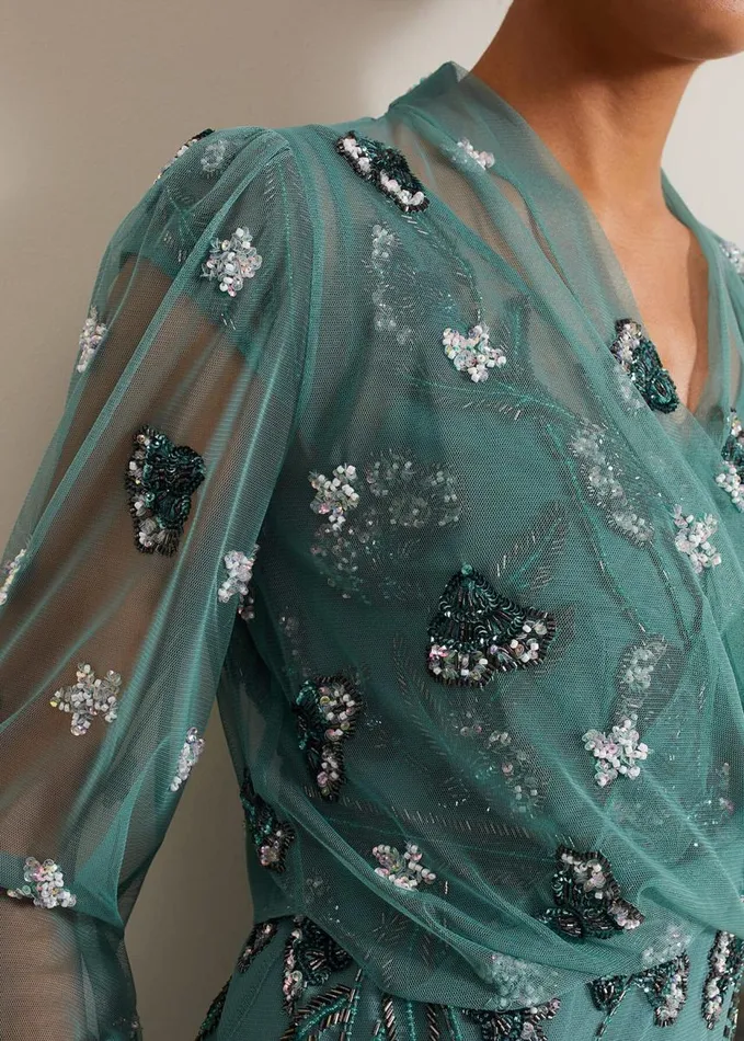 Phase Eight Fi Beaded Cover Up Light Green Women Jackets