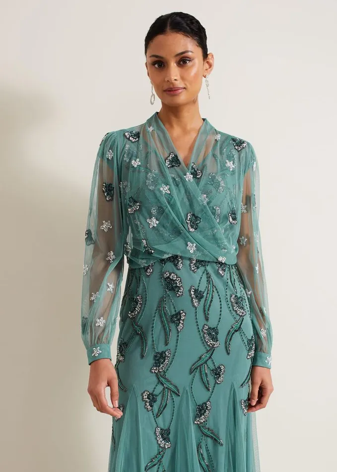 Phase Eight Fi Beaded Cover Up Light Green Women Jackets