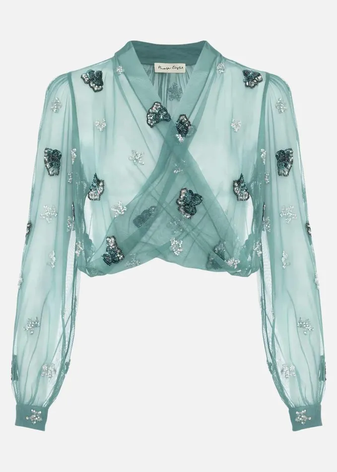 Phase Eight Fi Beaded Cover Up Light Green Women Jackets