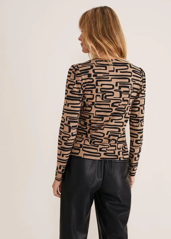 Phase Eight Flora Broken Lines Top Camelblack Women Tops and TShirts