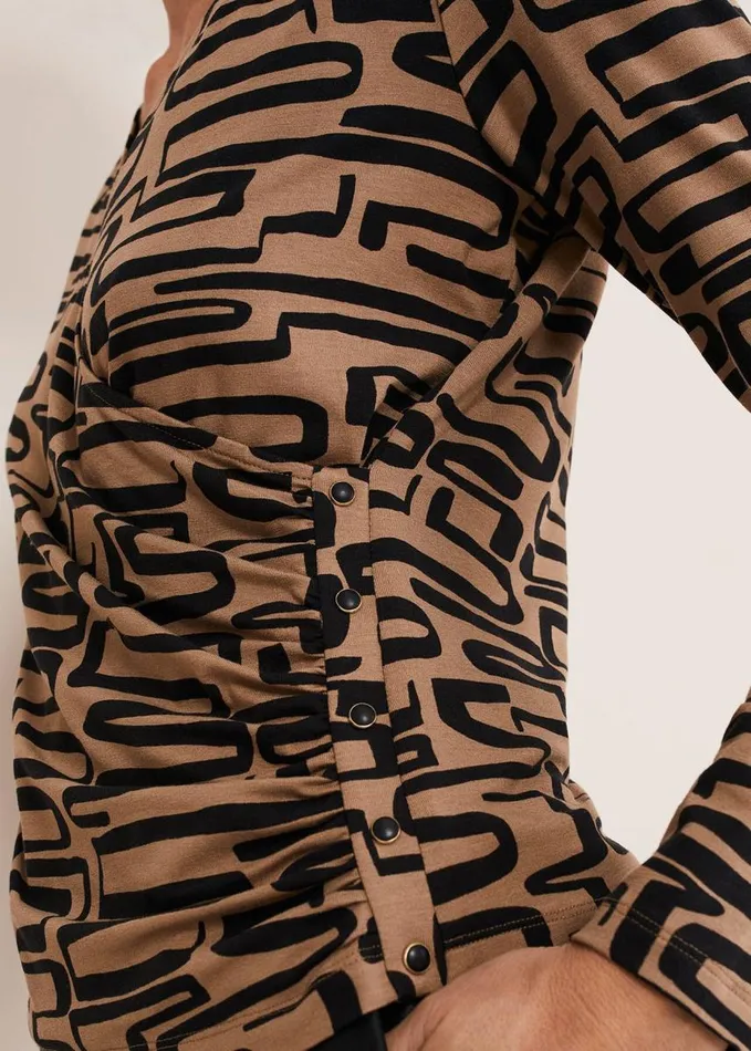 Phase Eight Flora Broken Lines Top Camelblack Women Tops and TShirts