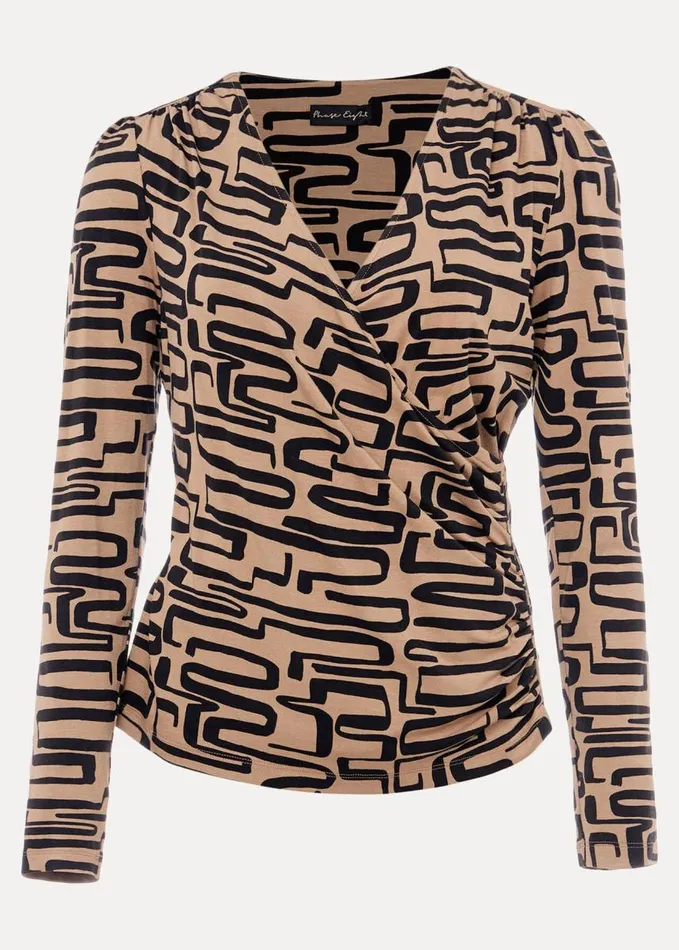 Phase Eight Flora Broken Lines Top Camelblack Women Tops and TShirts