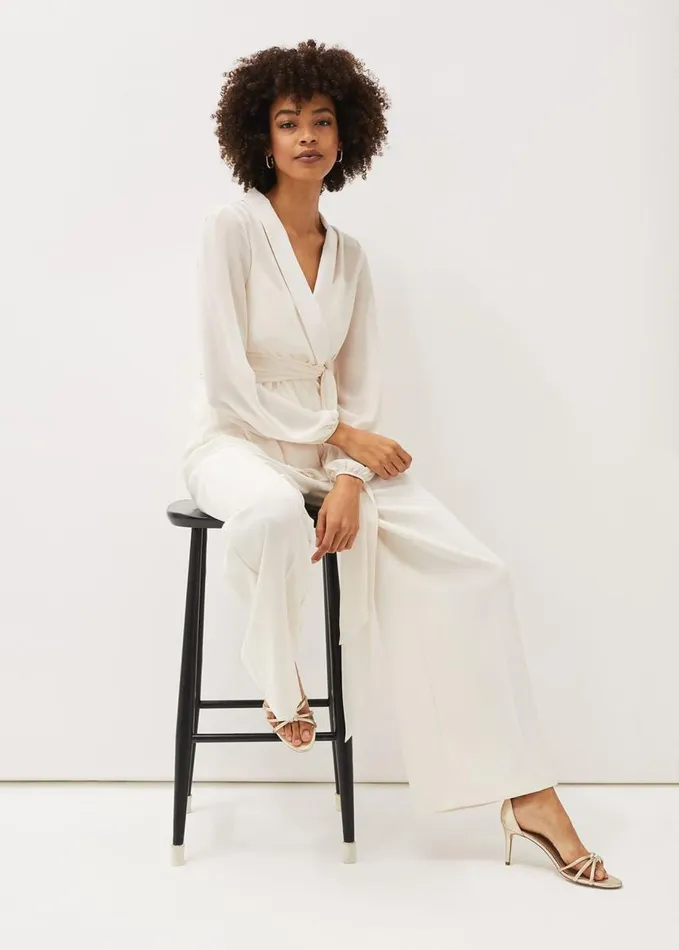 Phase Eight Florentine Wide Leg Trousers Buttermilk Women Trousers