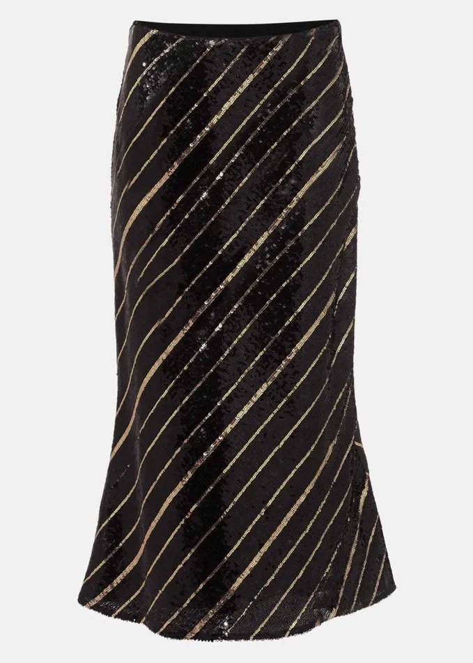 Phase Eight Giana Stripe Sequin Skirt Blackbronze Women Skirts