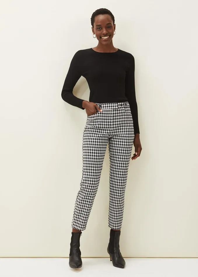 Phase Eight Gigi Dogtooth Trouser Blackivory Women Trousers