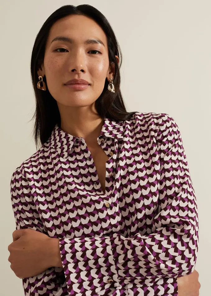 Phase Eight Gina Geo Print Shirt Multicoloured Women Shirts and Blouses