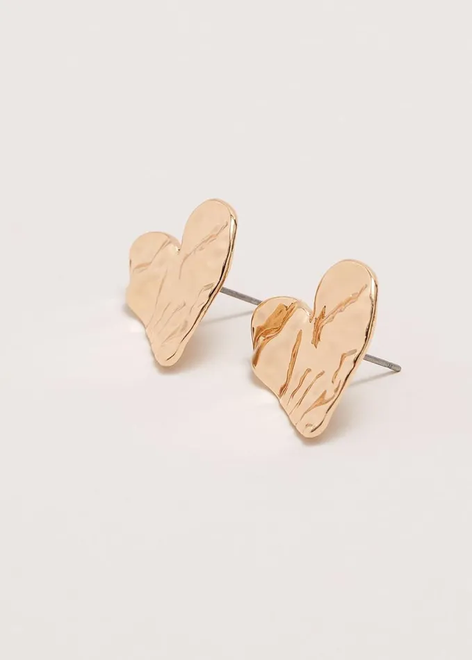 Phase Eight Gold Large Heart Stud Earrings Gold Women Jewellery