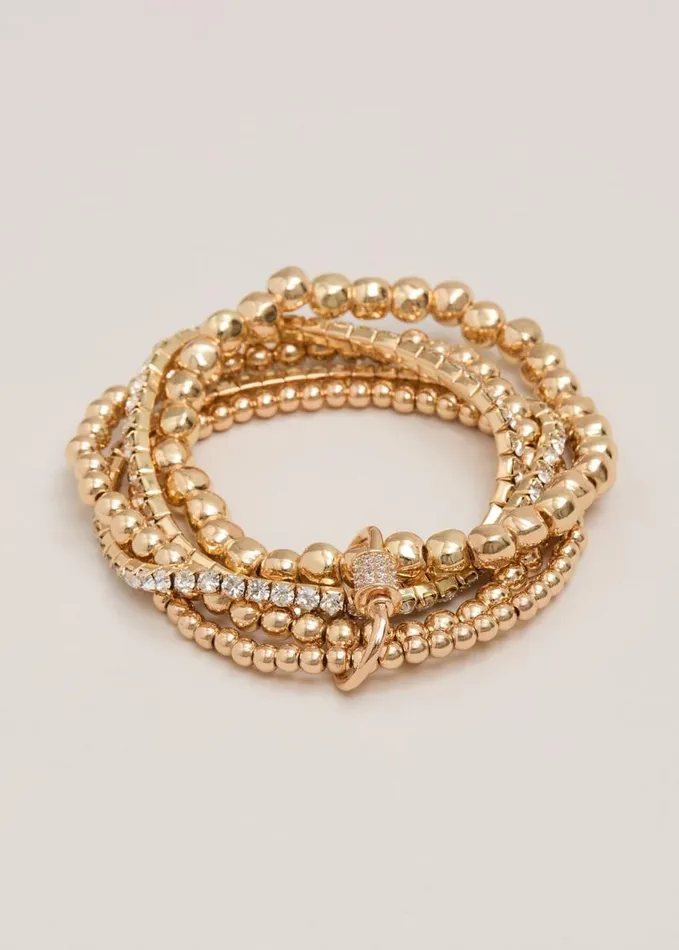 Phase Eight Gold Sparkle Stretch Bracelet Set Gold Women Jewellery