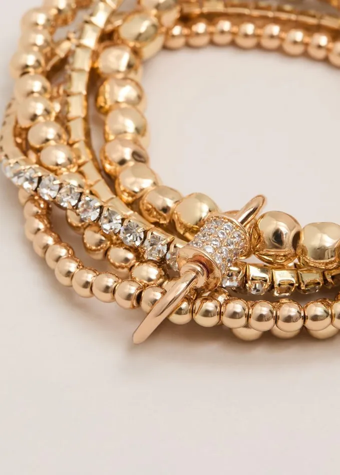 Phase Eight Gold Sparkle Stretch Bracelet Set Gold Women Jewellery