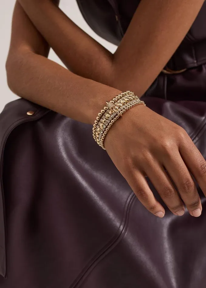 Phase Eight Gold Sparkle Stretch Bracelet Set Gold Women Jewellery