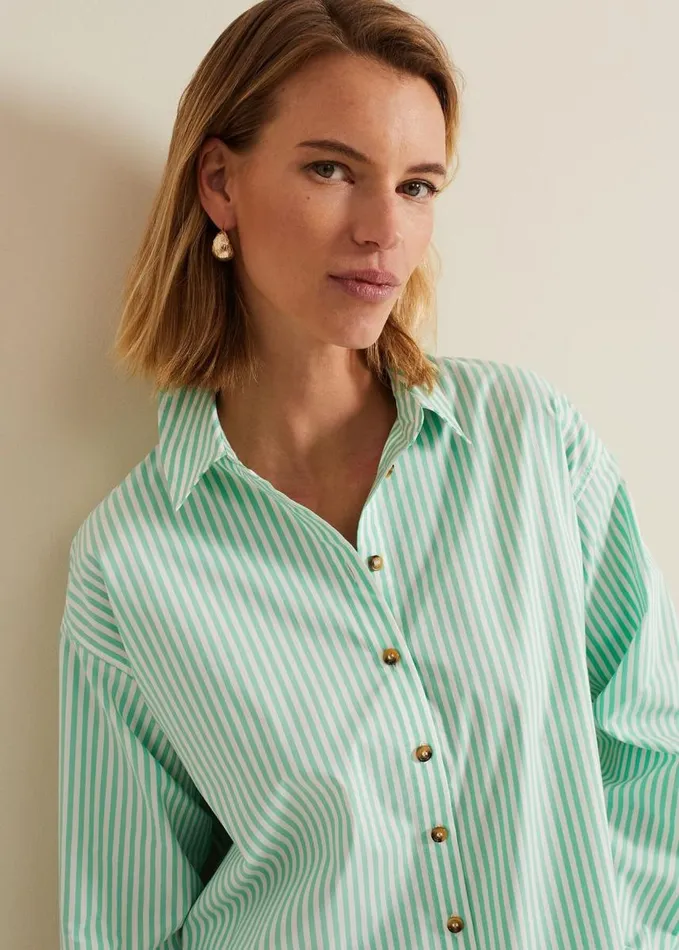 Phase Eight Green Striped Shirt Greenivory Women Shirts and Blouses