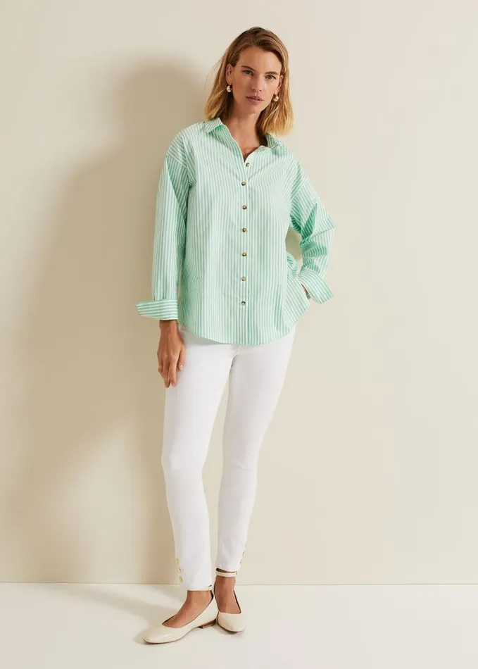 Phase Eight Green Striped Shirt Greenivory Women Shirts and Blouses