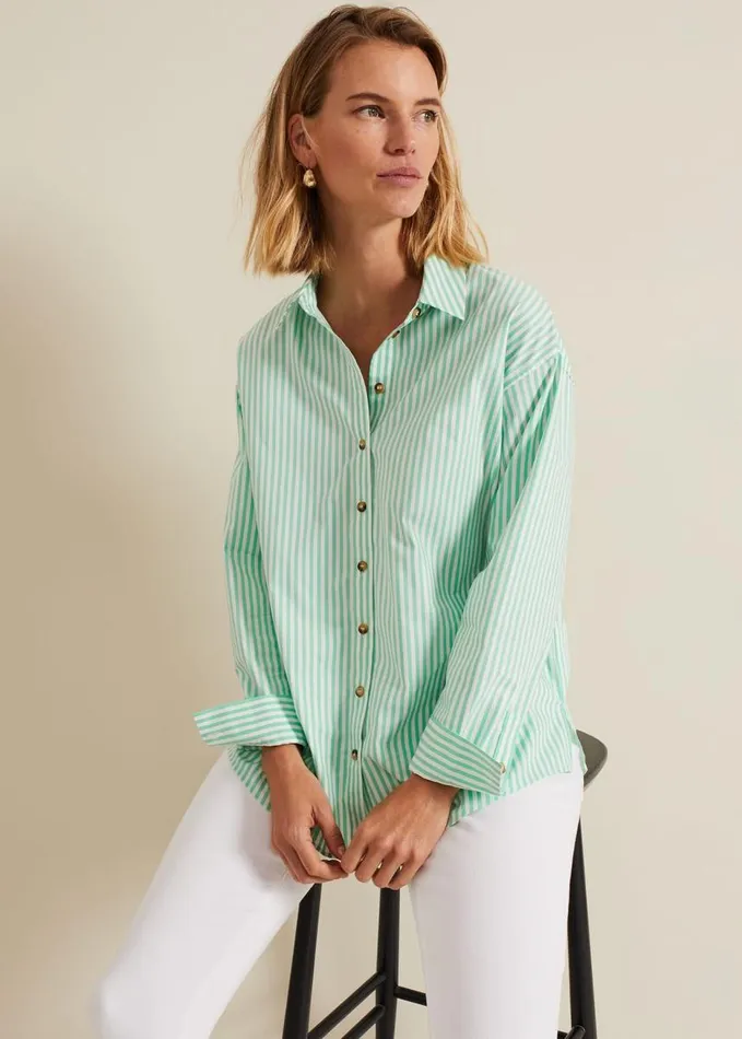 Phase Eight Green Striped Shirt Greenivory Women Shirts and Blouses