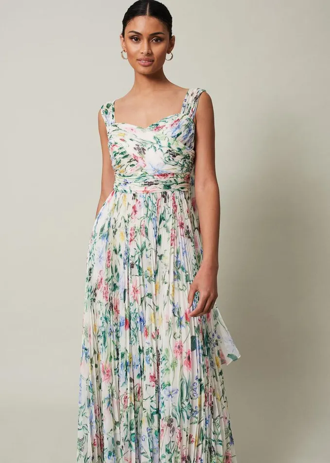 Phase Eight Gretel Floral Pleated Maxi Dress Ivorymulti Women Dresses