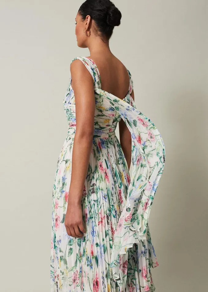 Phase Eight Gretel Floral Pleated Maxi Dress Ivorymulti Women Dresses