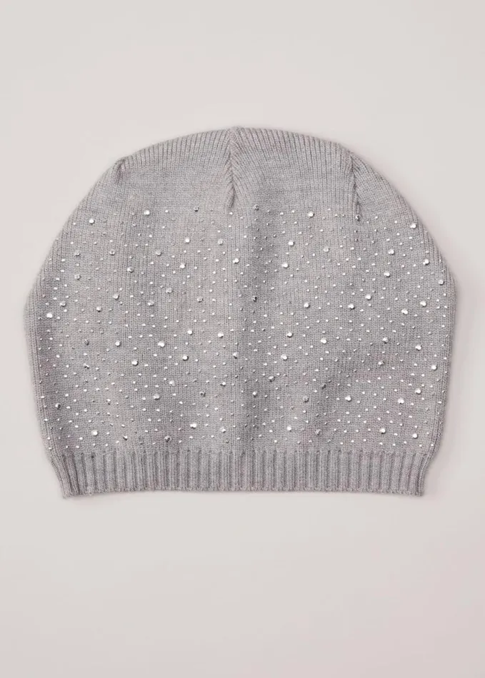 Phase Eight Grey Sparkly Beanie Pale Grey Women Fascinators and Hats